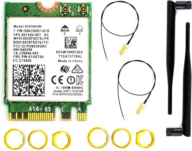 Waveshare Dual-Band Wireless-AC8265NGW Wireless-AC NGFF WiFi Adapter with Bluetooth 4.2, 2.4GHz 300Mbps & 5GHz 867Mbps Wireless Network Card, Compatible with Linux, Windows 10/11 - Image 1